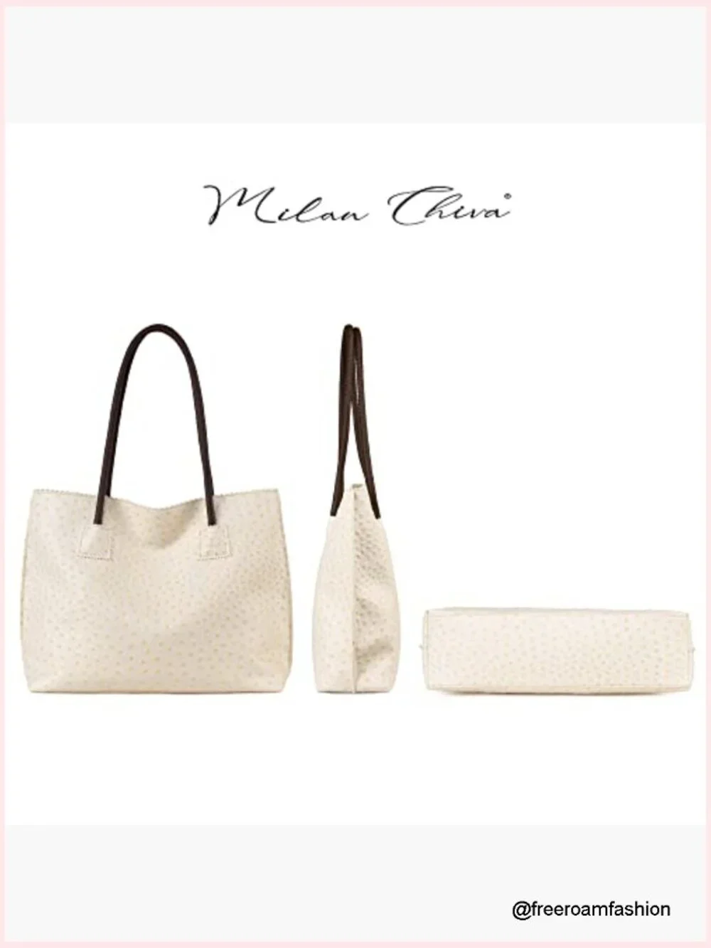 Large Ostrich Vegan Leather Hobo Tote with Zipper Shoulder Bag